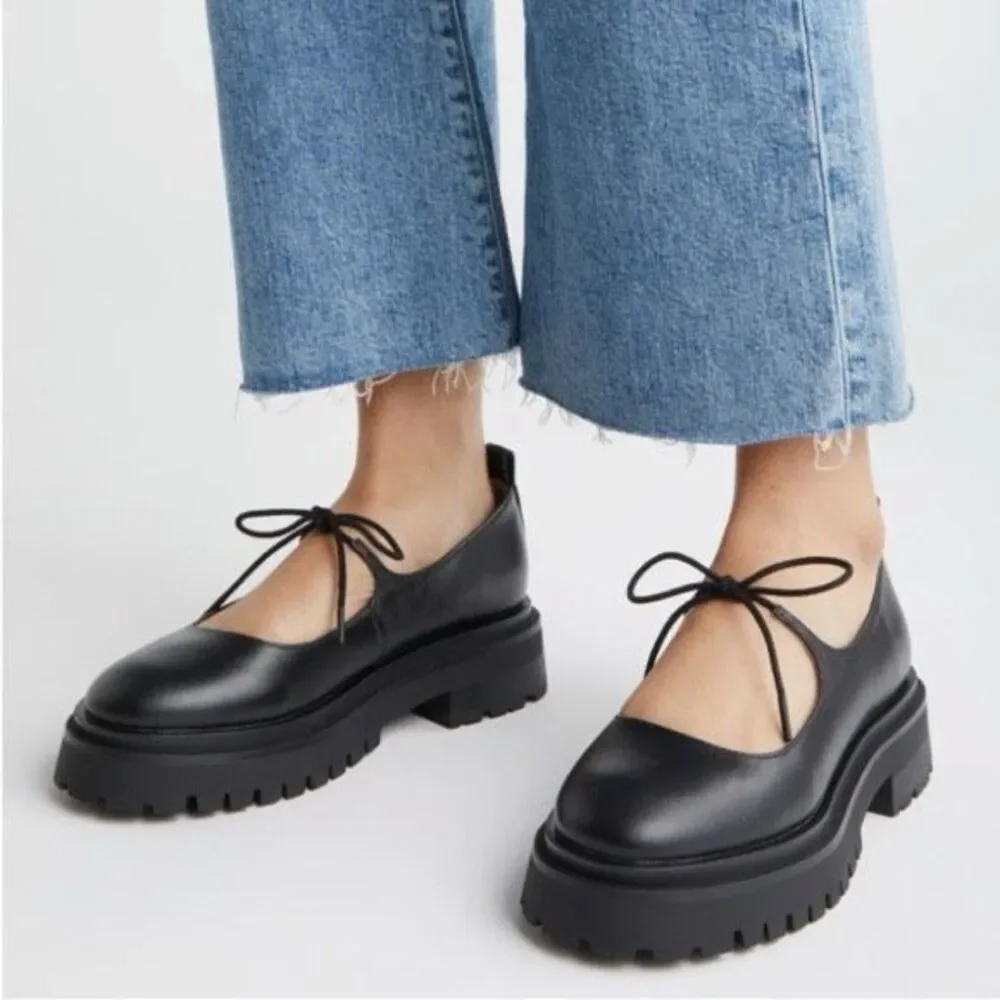 STEVE MADDEN Landon Black Lug Sole Ballet Platform Mary Jane